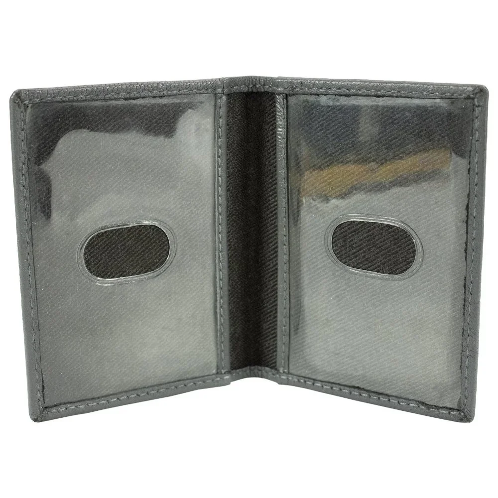 Genuine Leather Credit Crad Case Men Slim Wallet Gray Mini Bifold ID Gift